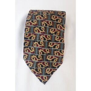 Vintage XMI Tie All Silk USA Made Geometric Paisley Bold‎ 90s Power Necktie